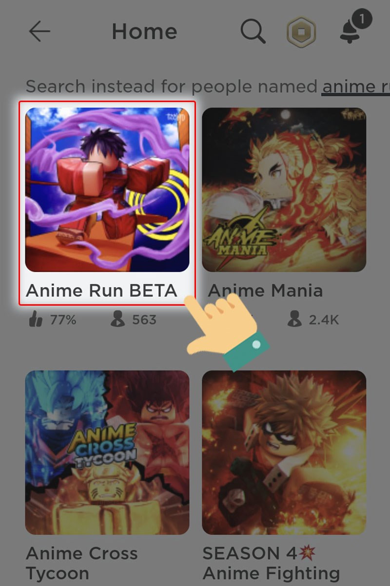 Mở game Anime Run Beta trên Roblox