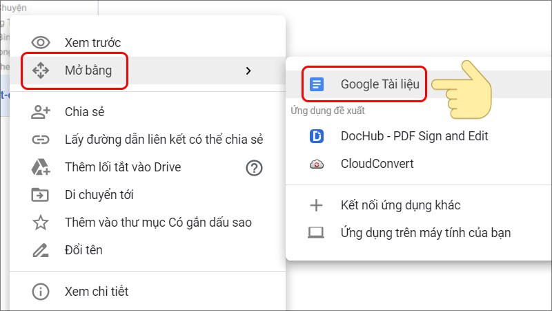 Mở tệp hình ảnh bằng Google Tài liệu