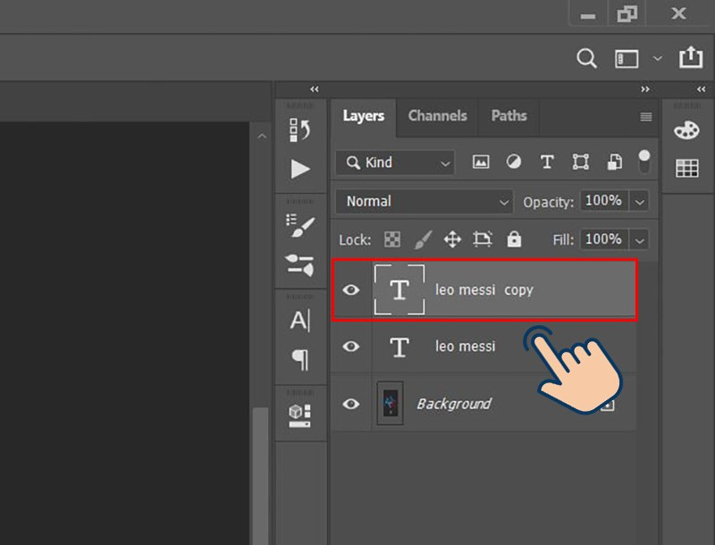 Nhân đôi layer chữ trong Photoshop