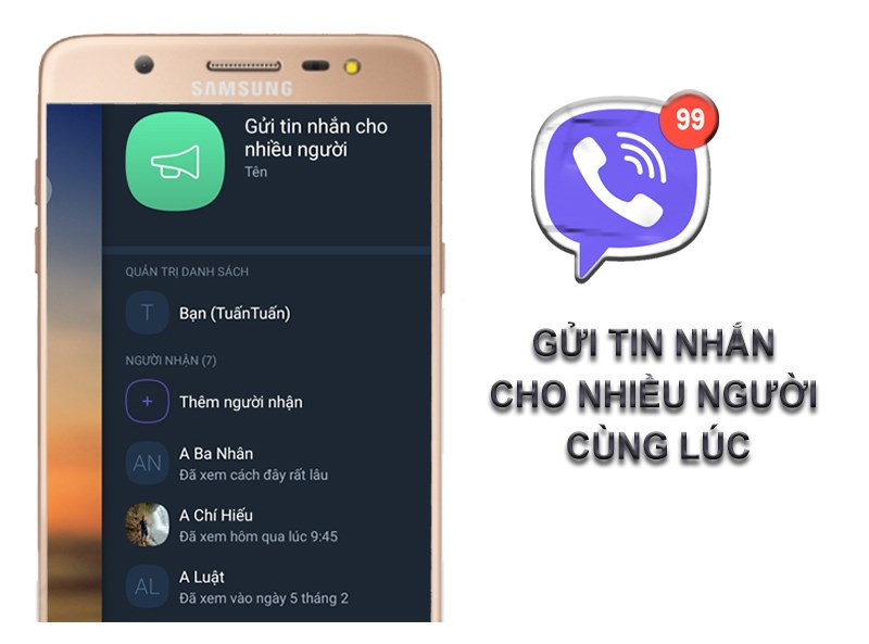 Nhắn tin đến nhiều người trong một thời điểm tr&ecirc;n ứng dụng Viber Messenger