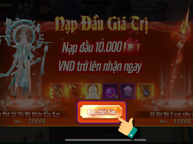 Nhấn vào Nạp chút nào