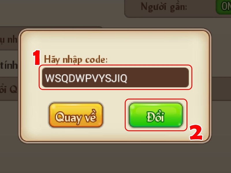 Nhập code để đổi quà