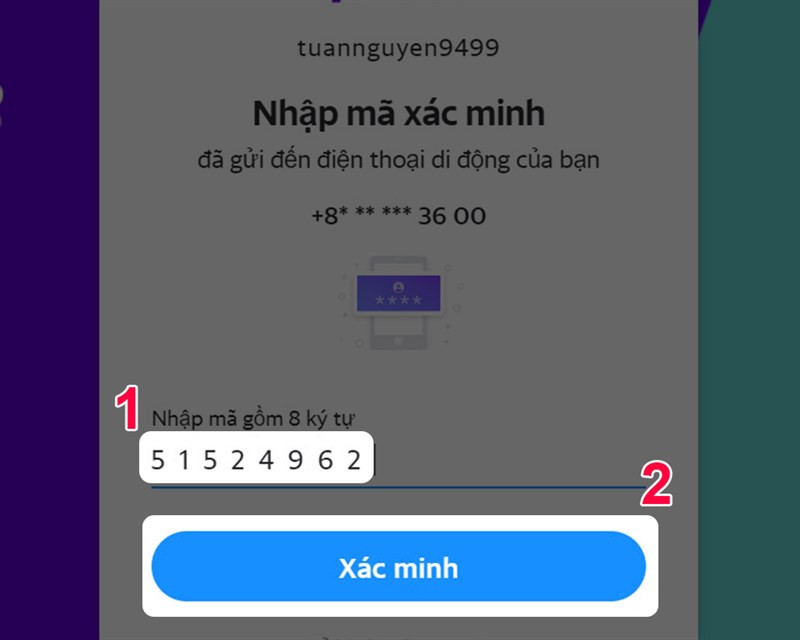 Nhập mã xác nhận