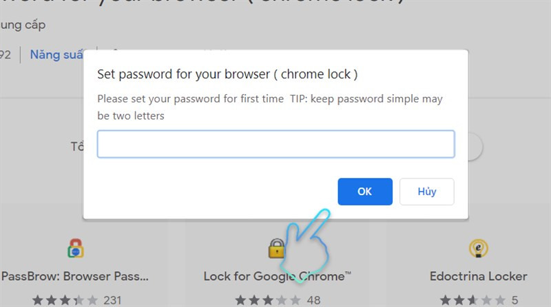 Nhập mật khẩu Chrome Lock