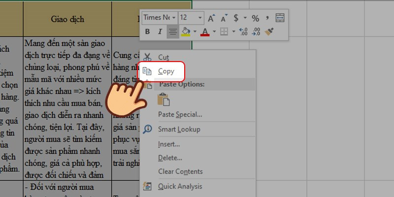 Sao chép dữ liệu Excel để in hai mặt