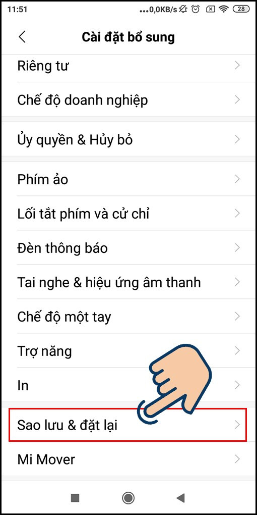 Sao lưu và đặt lại