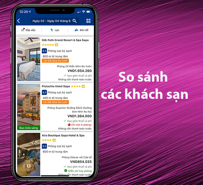 So sánh khách sạn trên Booking.com