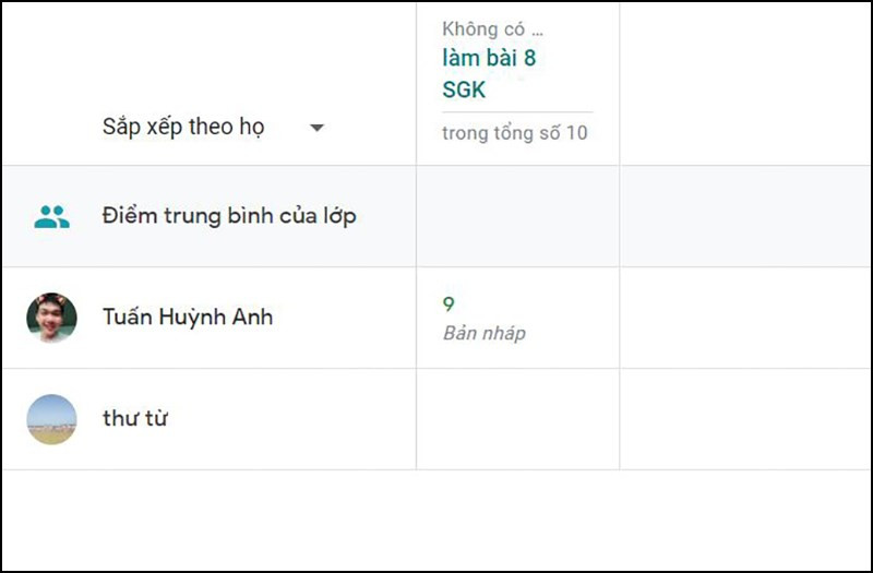 Tại mục Số điểm của lớp học, bạn có thể dễ dàng xem số điểm của học sinh mà bạn đã chấm tại đây.