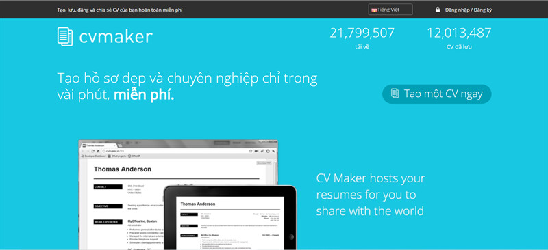 Tạo CV online với cvonline.me