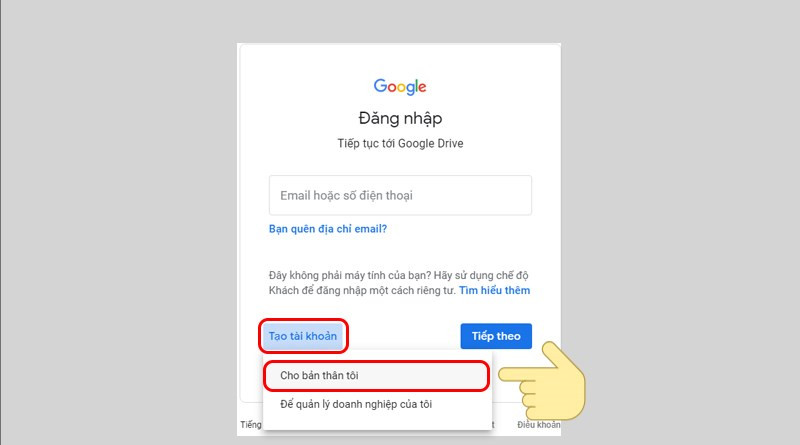 Tạo tài khoản Google