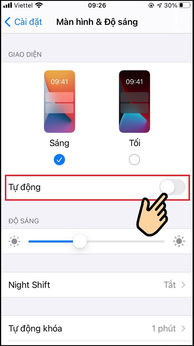 Tắt độ sáng tự động trên iOS 14