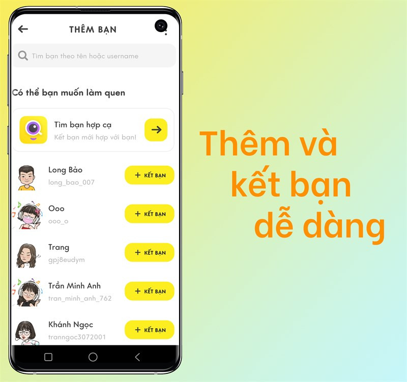 Tìm bạn và kết bạn dễ dàng