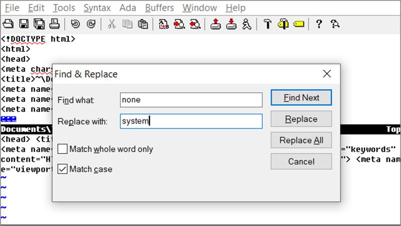 Tìm kiếm và thay thế trong Vim Editor