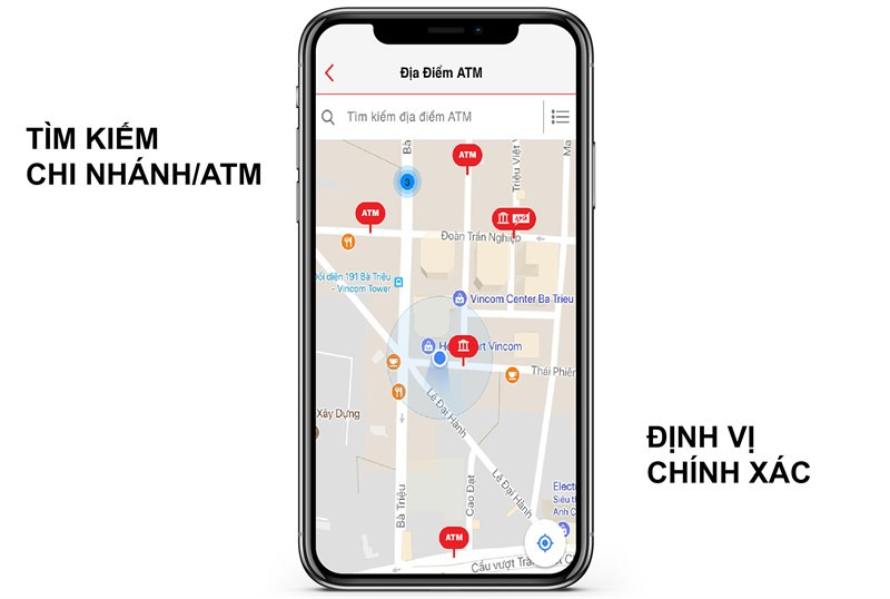 T&igrave;m kiếm nhanh chi nh&aacute;nh v&agrave; ATM gần bạn