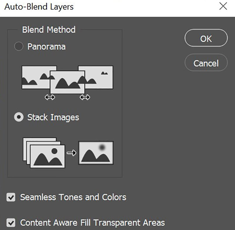 Tùy chỉnh Auto Blend Layers