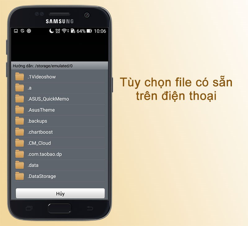 Tùy chọn file có sẵn trên điện thoại để chỉnh sửa