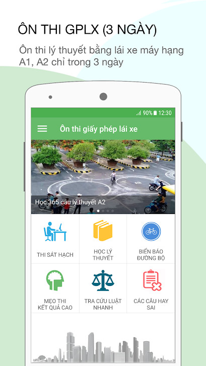 Ứng dụng luyện thi bằng lái xe A1 trên điện thoại
