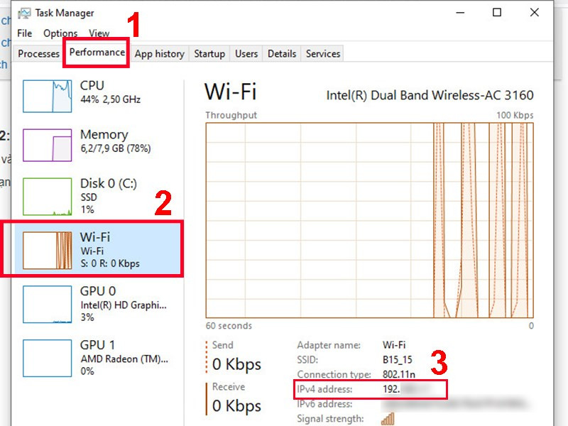 Xem IP bằng Task Manager