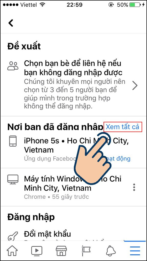 Xem tất cả thiết bị đăng nhập