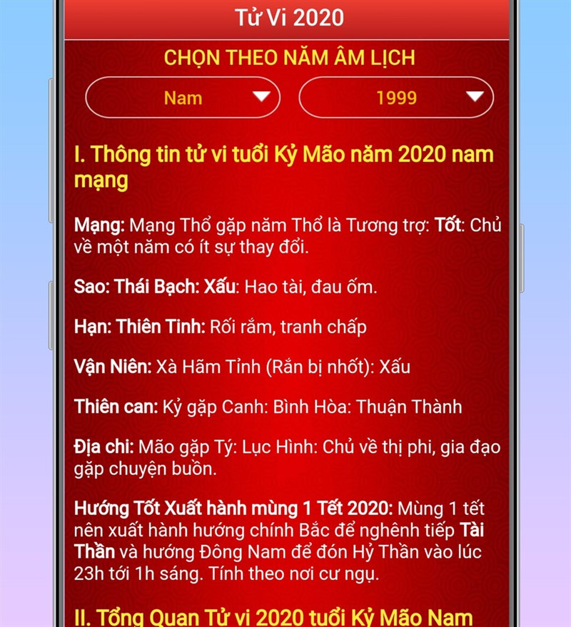 Xem tử vi theo ngày trên Lịch Vạn Niên 2020