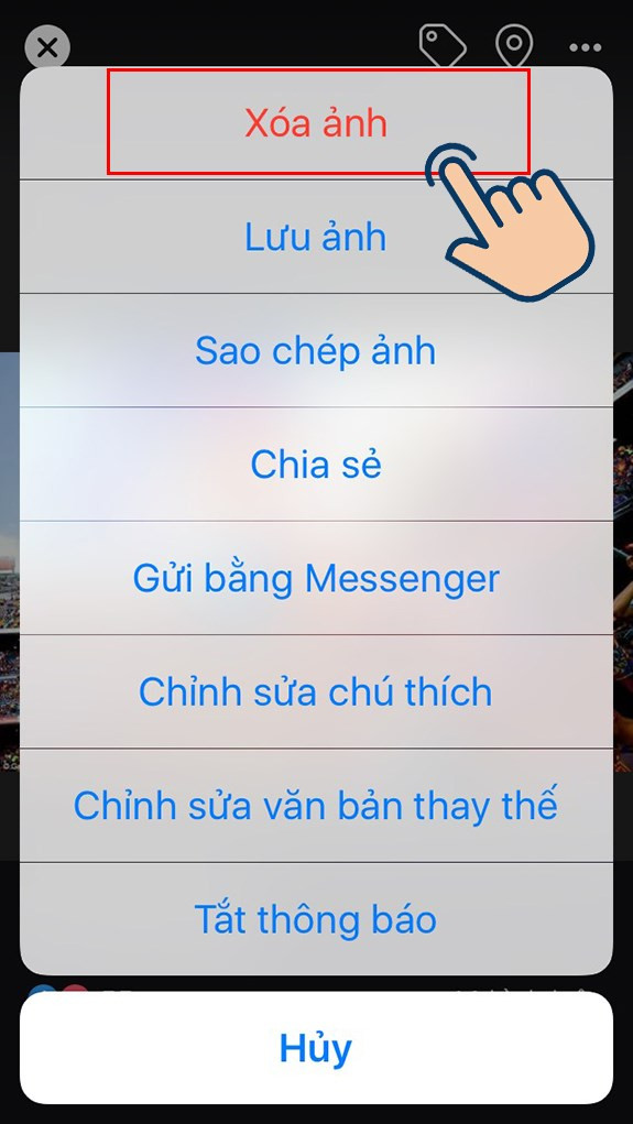 Xóa ảnh bìa Facebook trên điện thoại