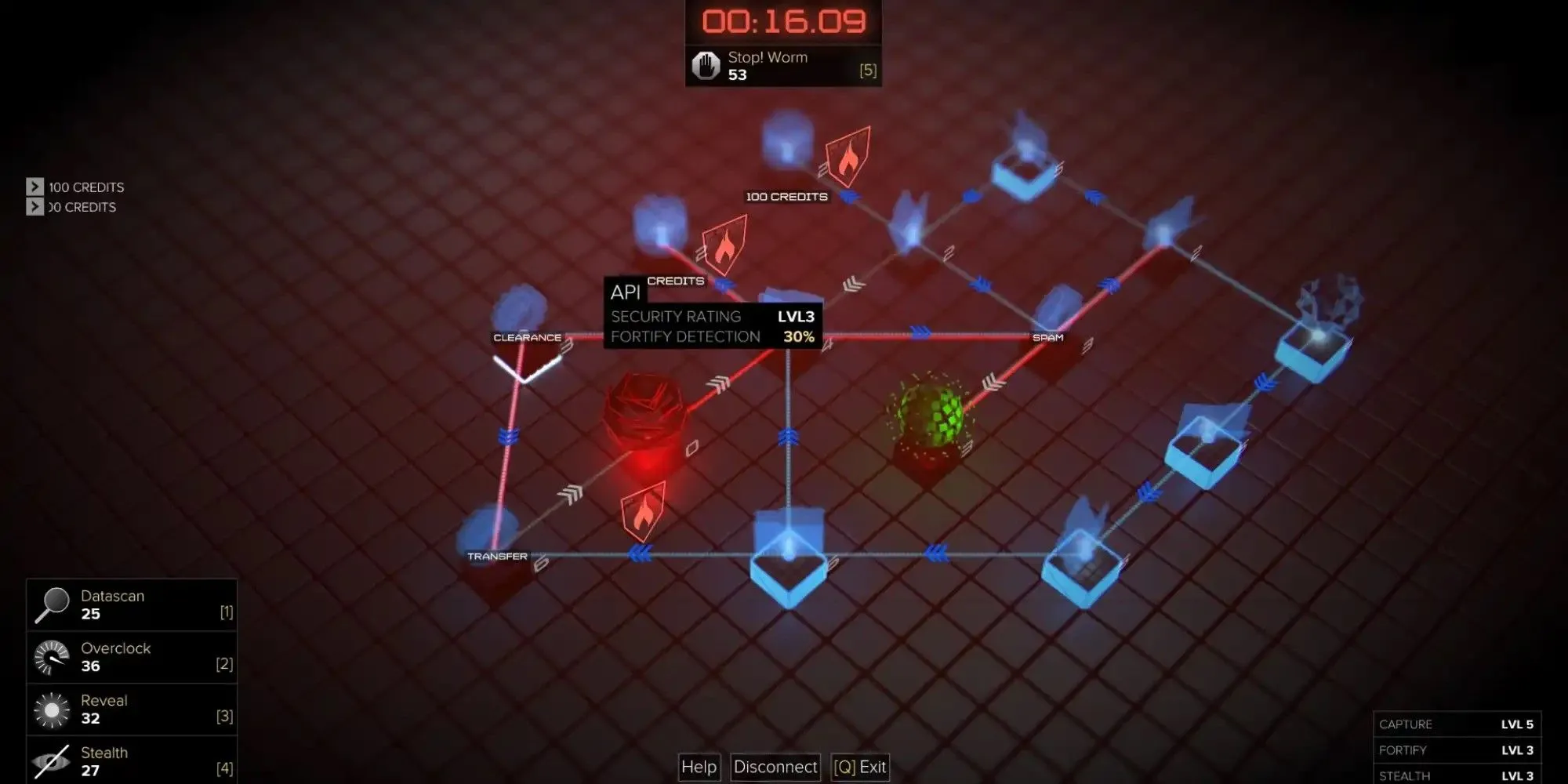 Adam Jensen trong Deus Ex Mankind Divided đang thực hiện mini-game hack dạng chiếm nút điểm
