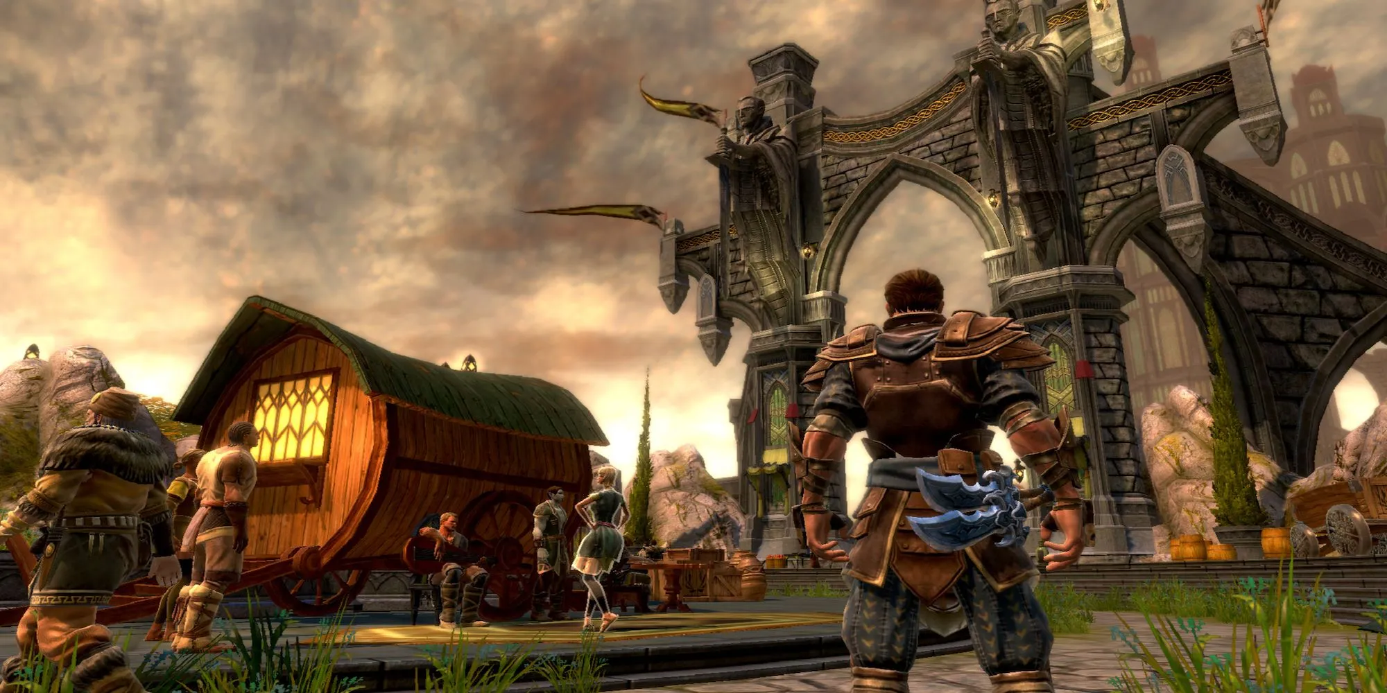 Ảnh chụp màn hình gameplay của Kingdoms of Amalur: Reckoning với nhân vật và môi trường chiến đấu