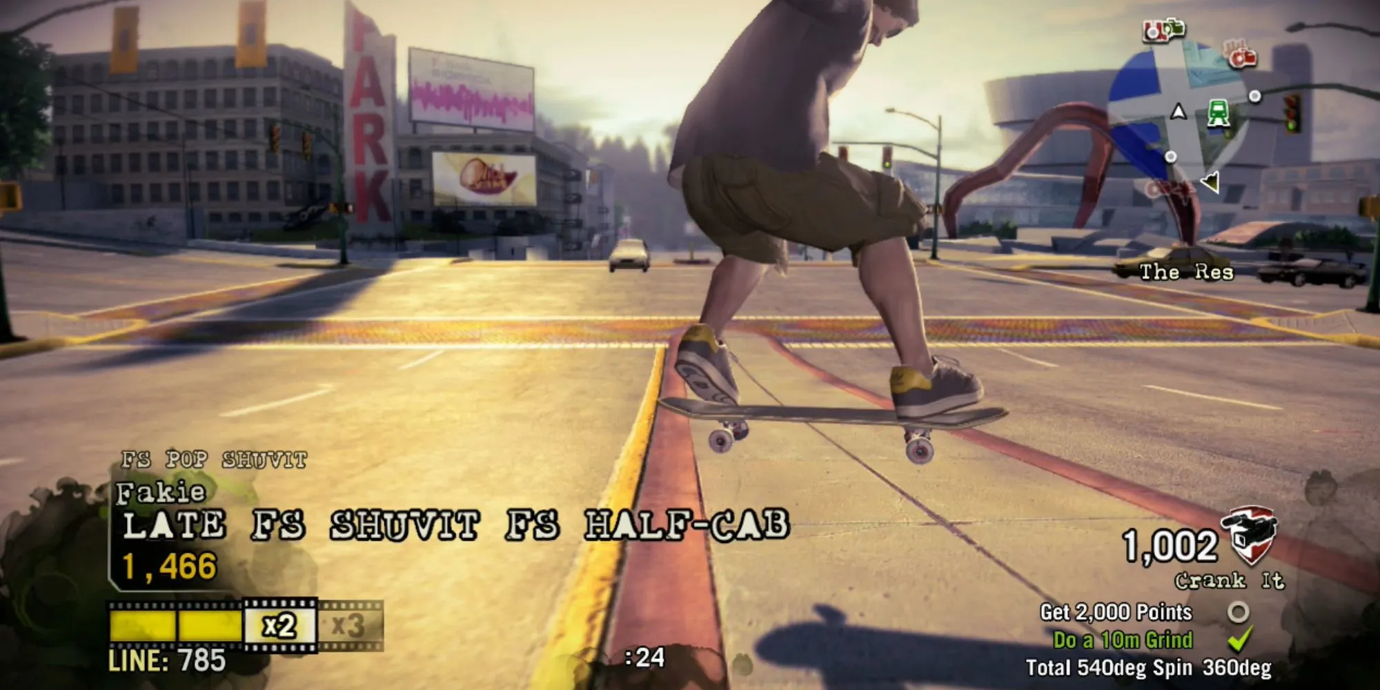 Ảnh chụp màn hình một pha trượt ván trong game EA Skate đời đầu