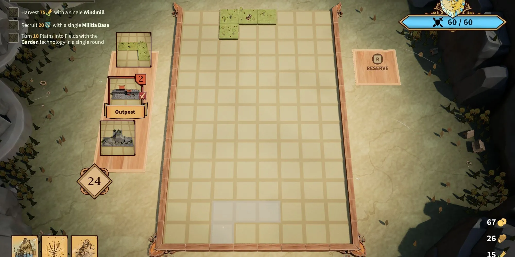 Bắt đầu một ván game Drop Duchy với bản đồ và các khối tài nguyên