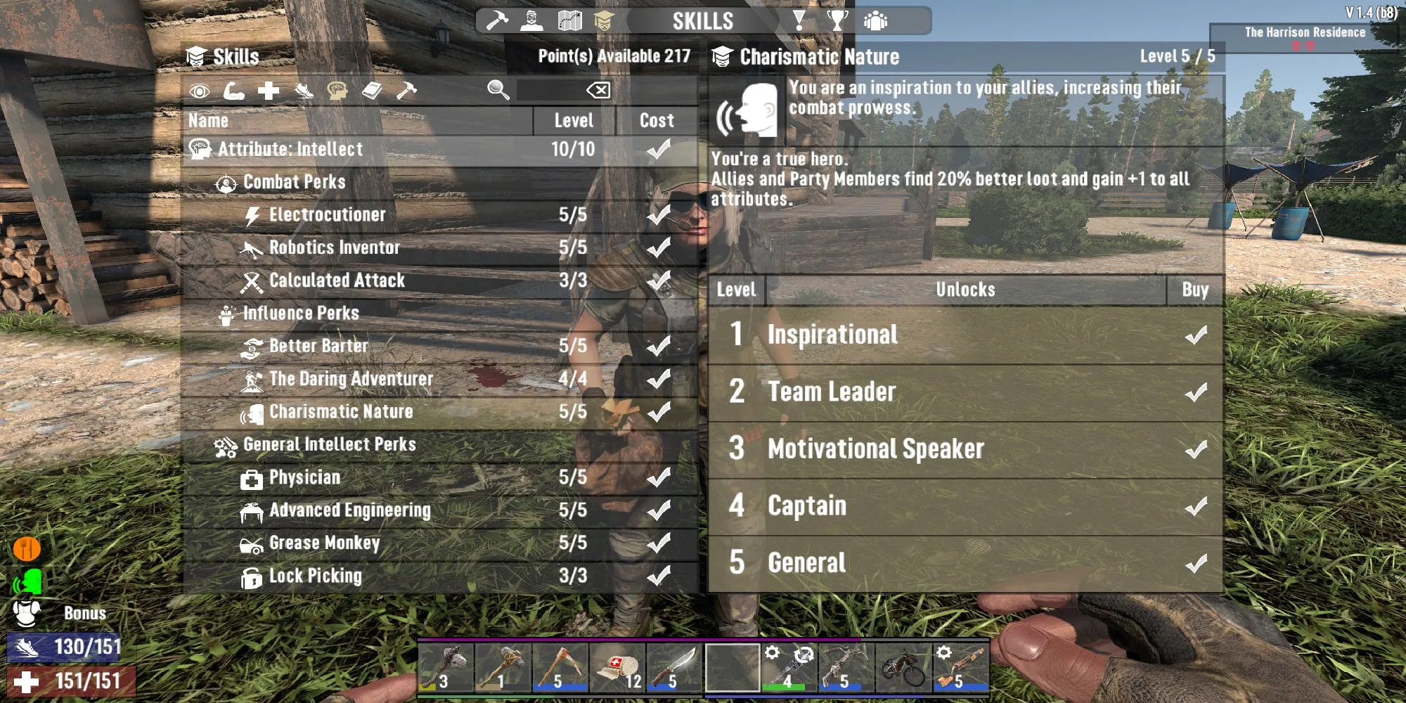 Biểu tượng perk Charismatic Nature trong giao diện người dùng của game 7 Days to Die