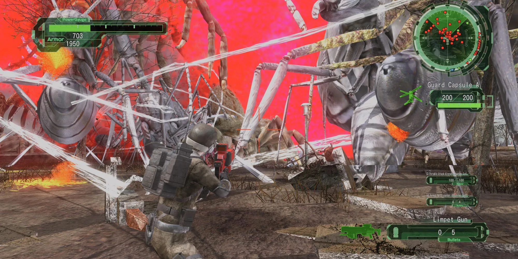 Binh sĩ Earth Defense Force 6 chiến đấu với đàn kiến khổng lồ giữa thành phố đổ nát