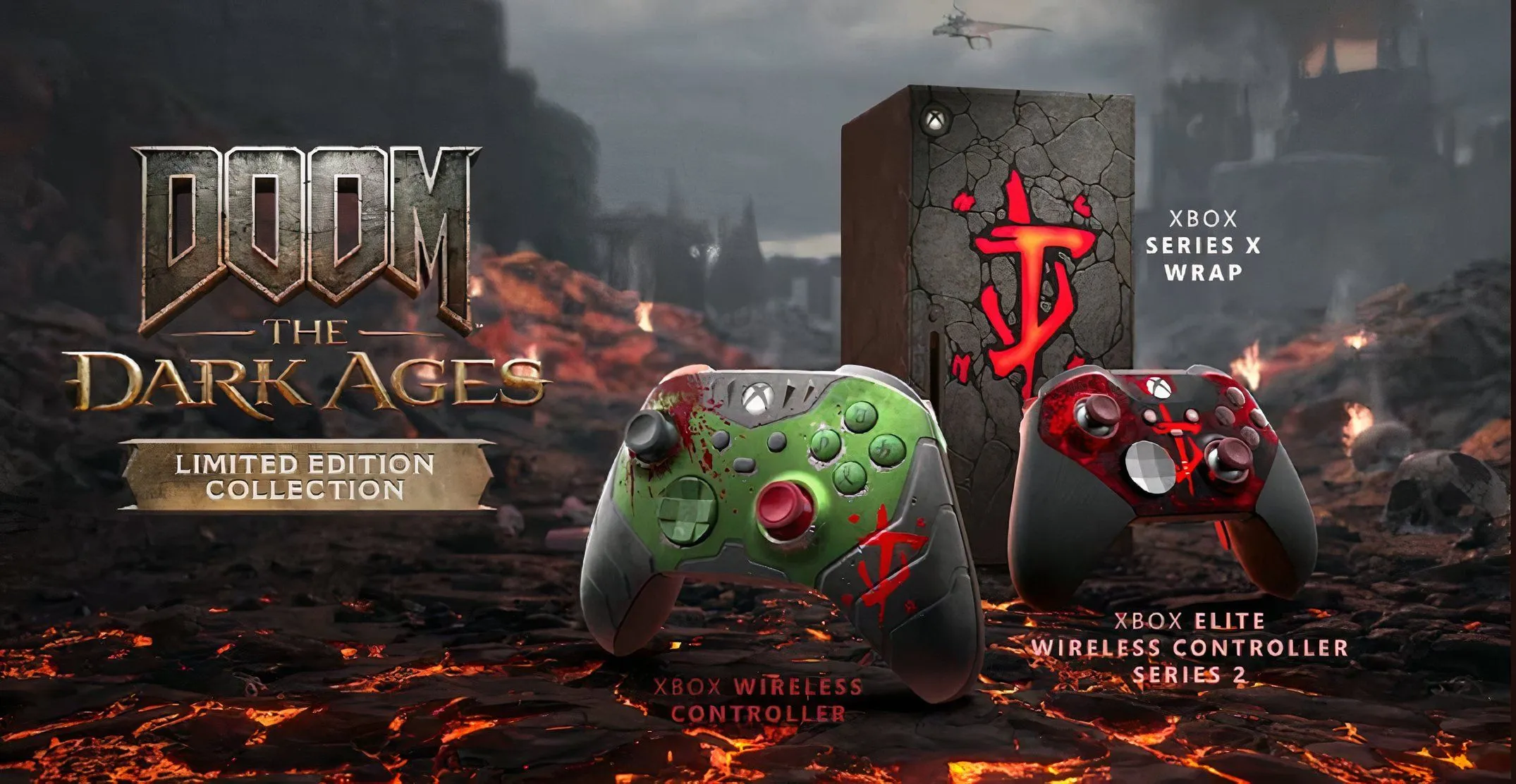 Bộ điều khiển Elite và vỏ máy Xbox Series X phiên bản DOOM The Dark Ages