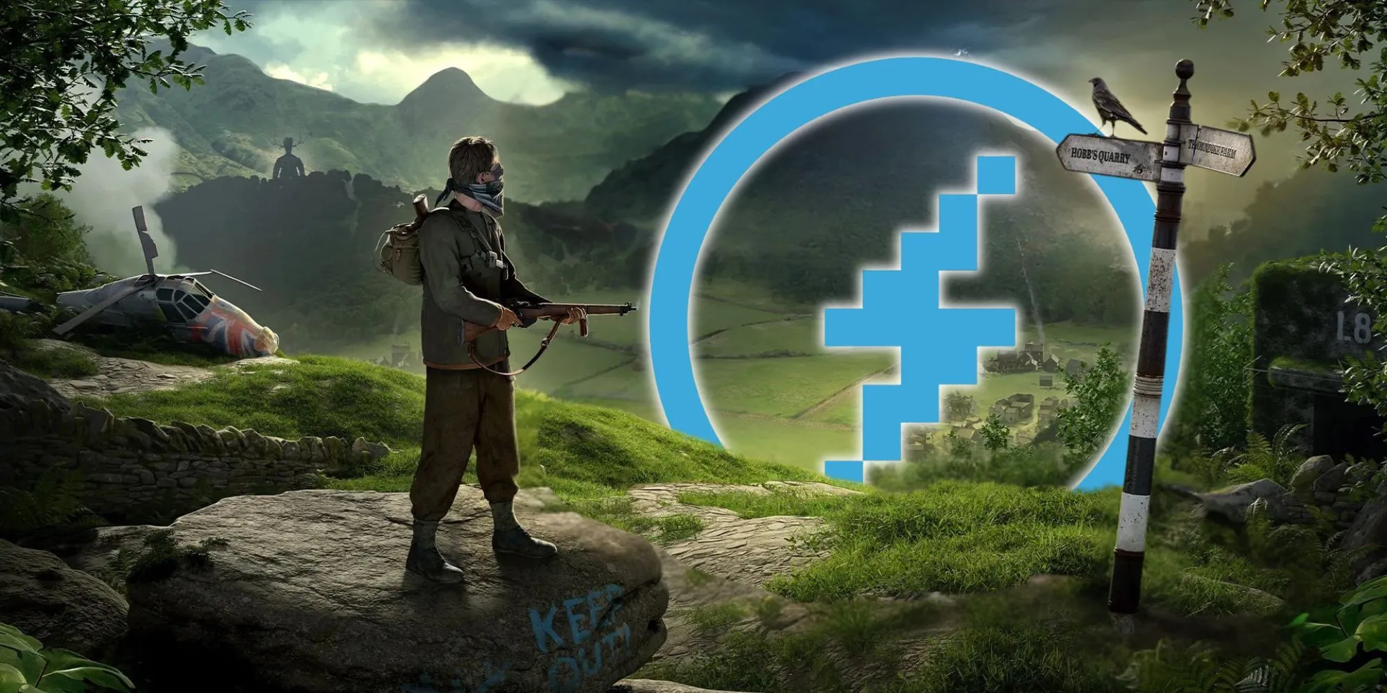 Bối cảnh hậu tận thế trong game Atomfall với nhân vật chính đang khám phá