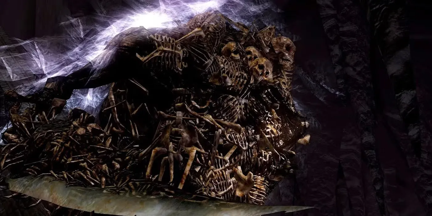 Boss Gravelord Nito và đàn xương khô đệ tử trong Dark Souls