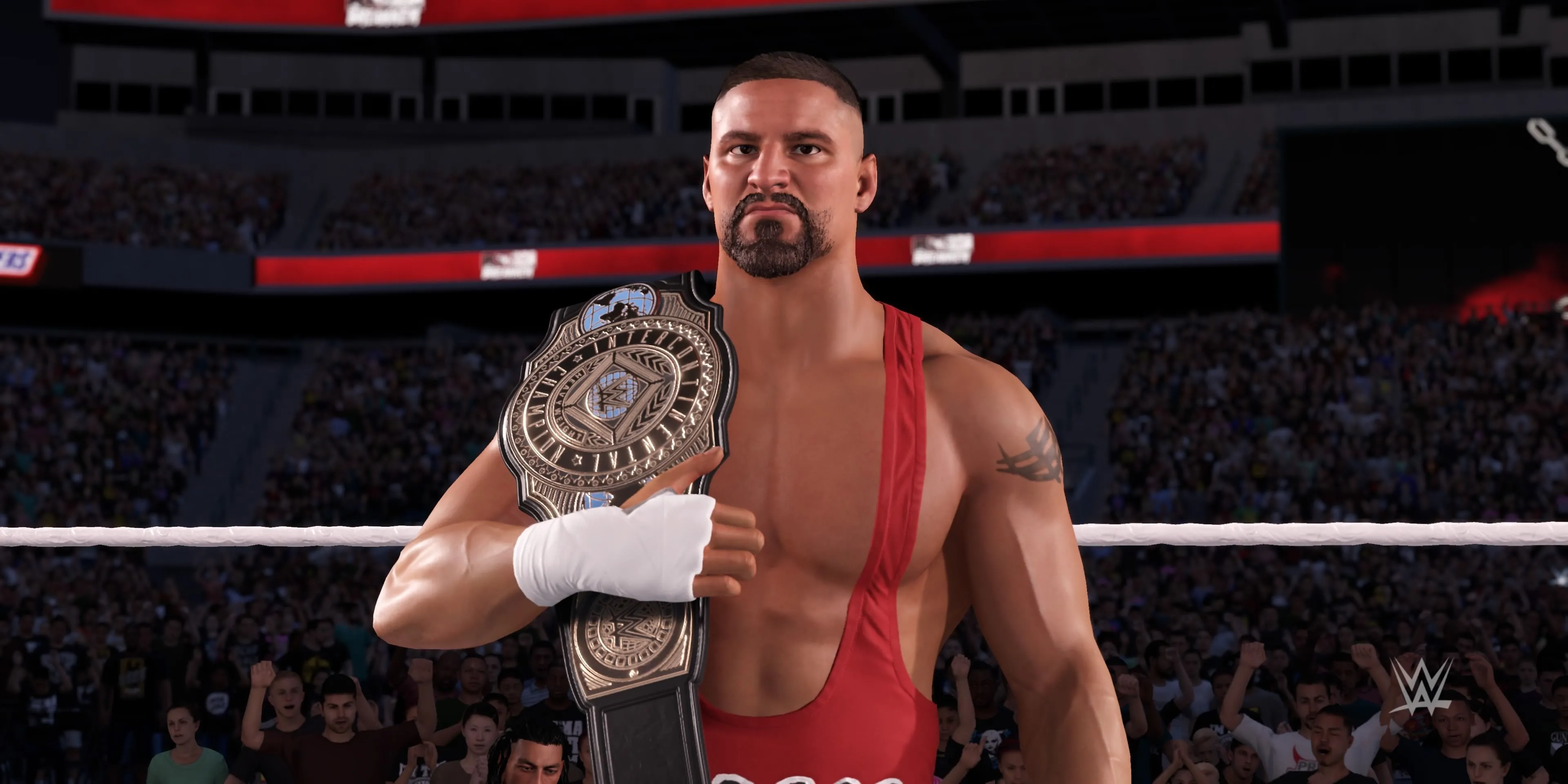Bron Breakker trong game WWE 2K25 đang thực hiện đòn tấn công