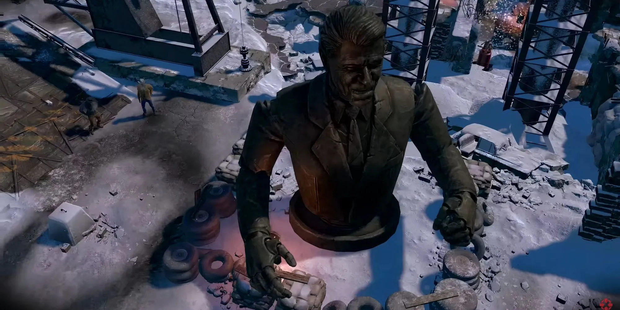 Bức tượng Ronald Reagan trong Wasteland 3.
