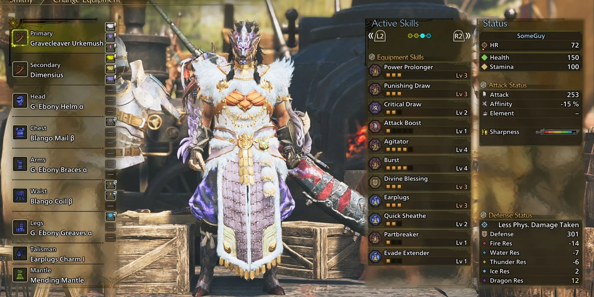 Build Kiếm Dài High Rank Monster Hunter Wilds với trang bị G Ebony và Blango