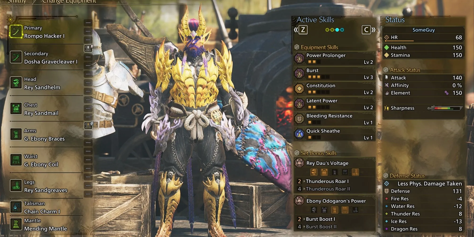 Build Kiếm Dài Low Rank Monster Hunter Wilds với trang bị Rey Dau và Ebony Odogaron