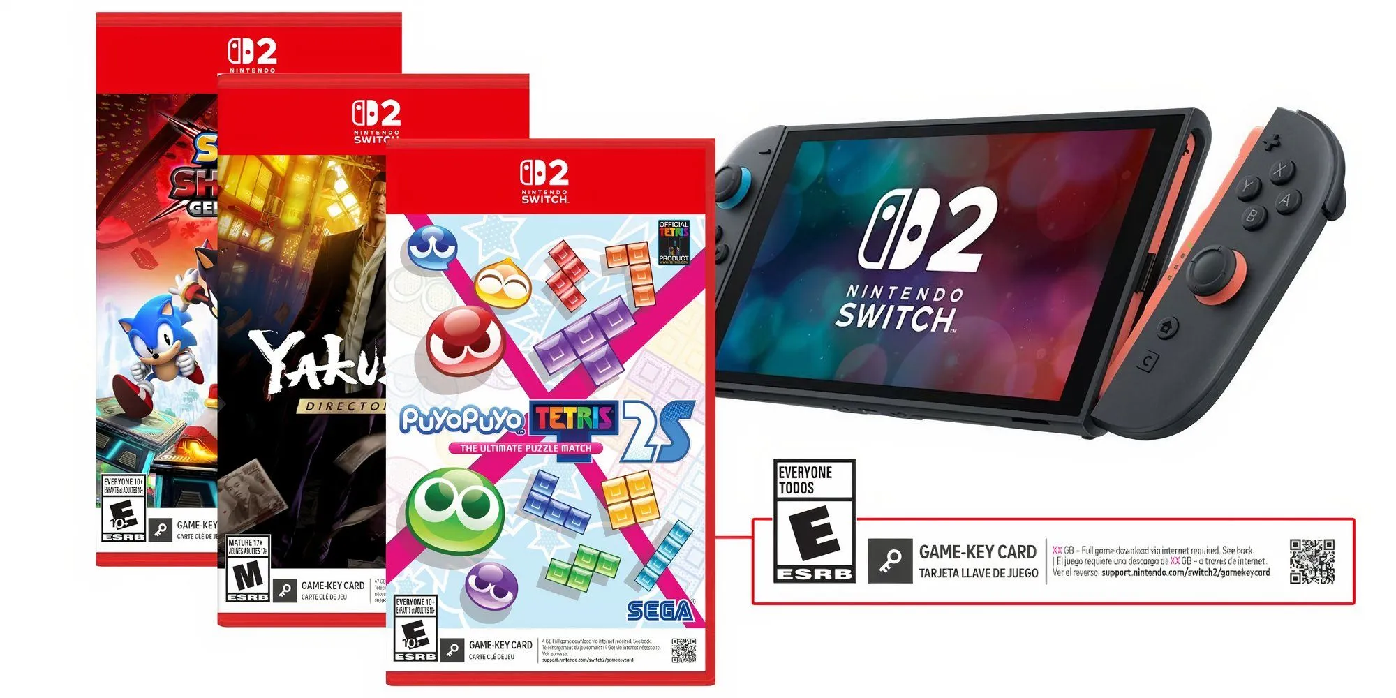 Các hộp đựng game Nintendo Switch 2, một số có thể là Key Card thay vì cartridge đầy đủ