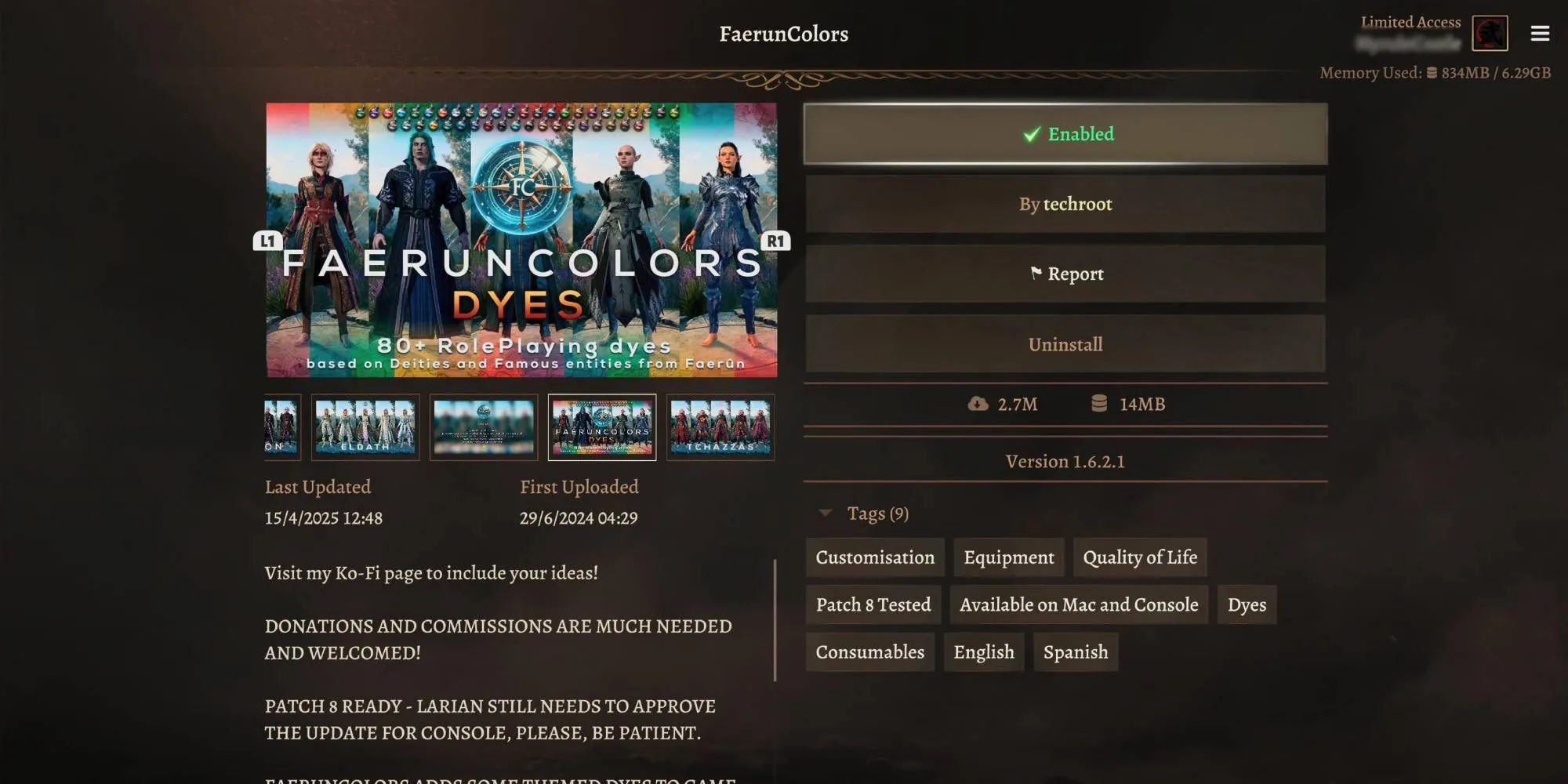 Các nhân vật Baldur's Gate 3 mặc trang phục được nhuộm màu bắt mắt bằng mod Faerûn Colours Dyes