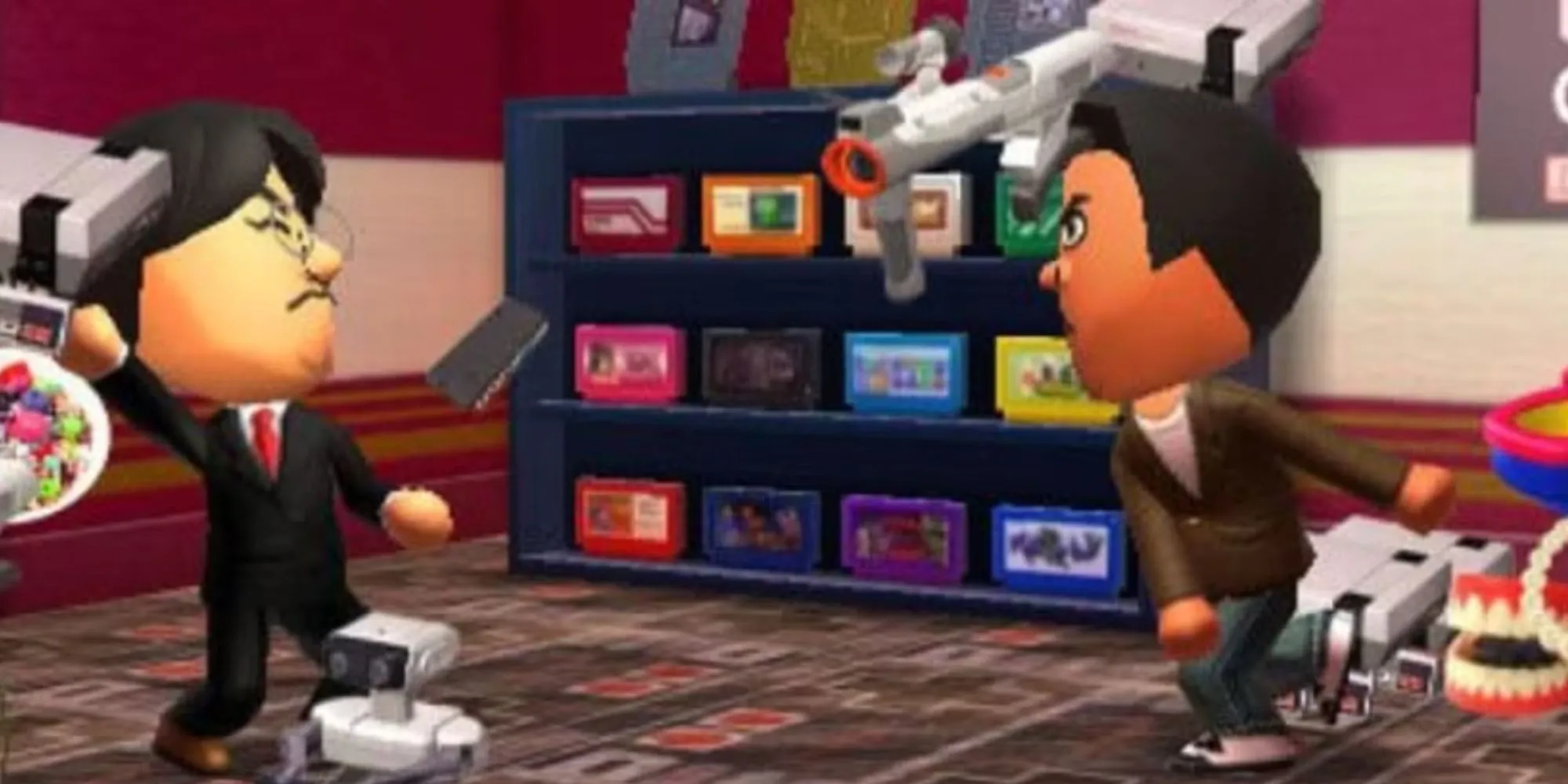 Các nhân vật Mii tương tác trong thế giới kỳ quặc của Tomodachi Life trên Nintendo 3DS