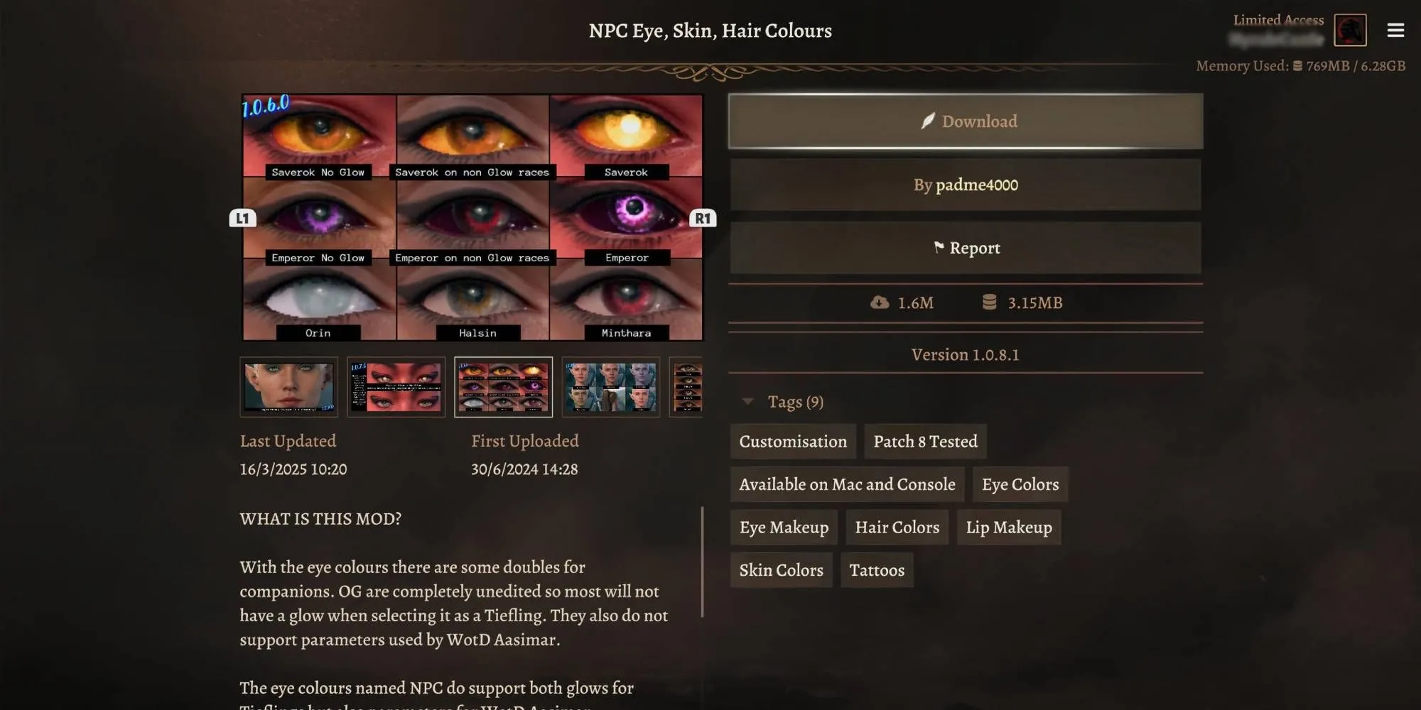 Các tùy chọn tạo hình nhân vật độc đáo trong Baldur's Gate 3 nhờ mod Hair Unlocked và New Faces