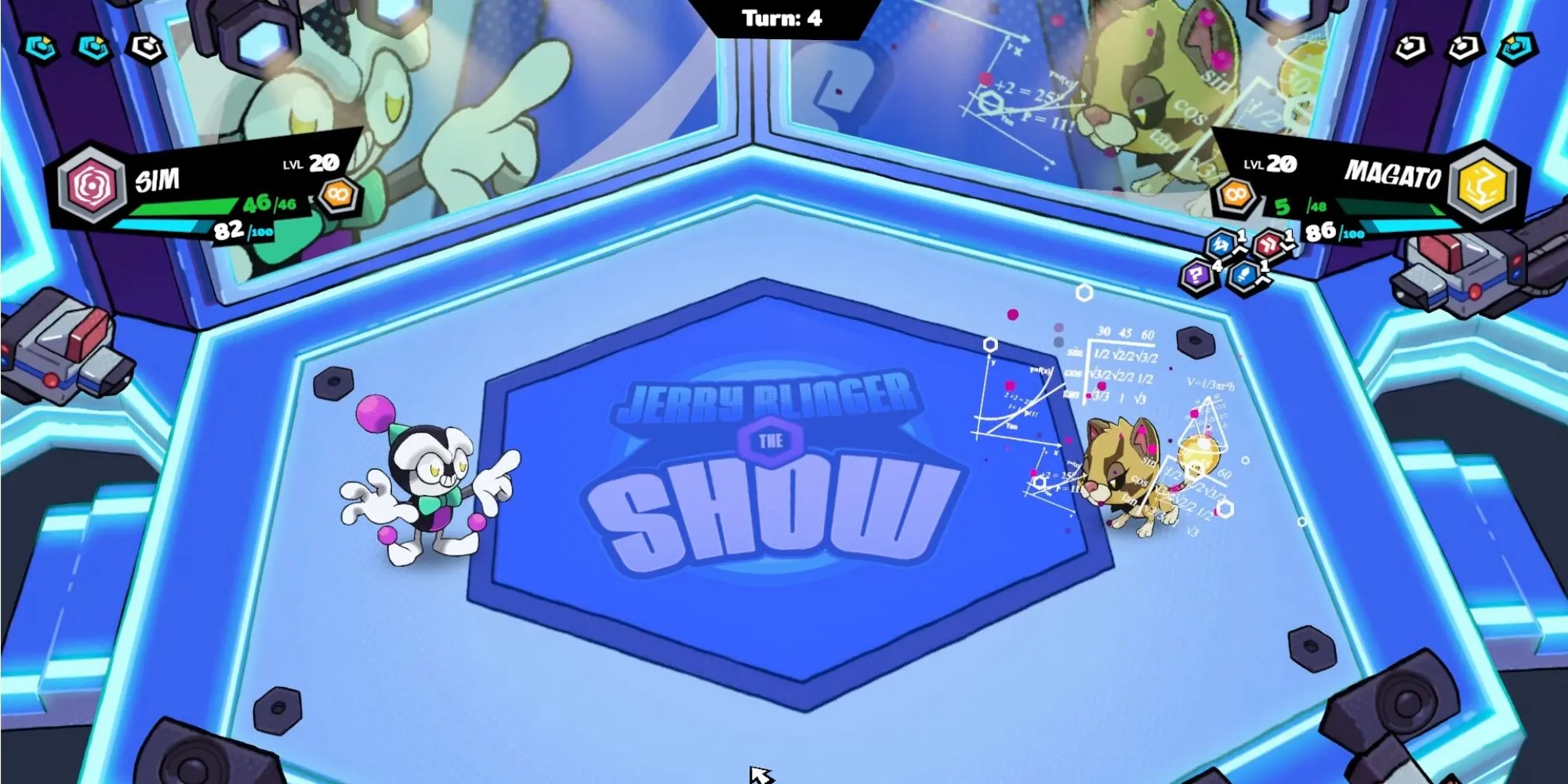 Cảnh chiến đấu trong game Bagdex, thể hiện lối chơi turn-based giống Pokemon