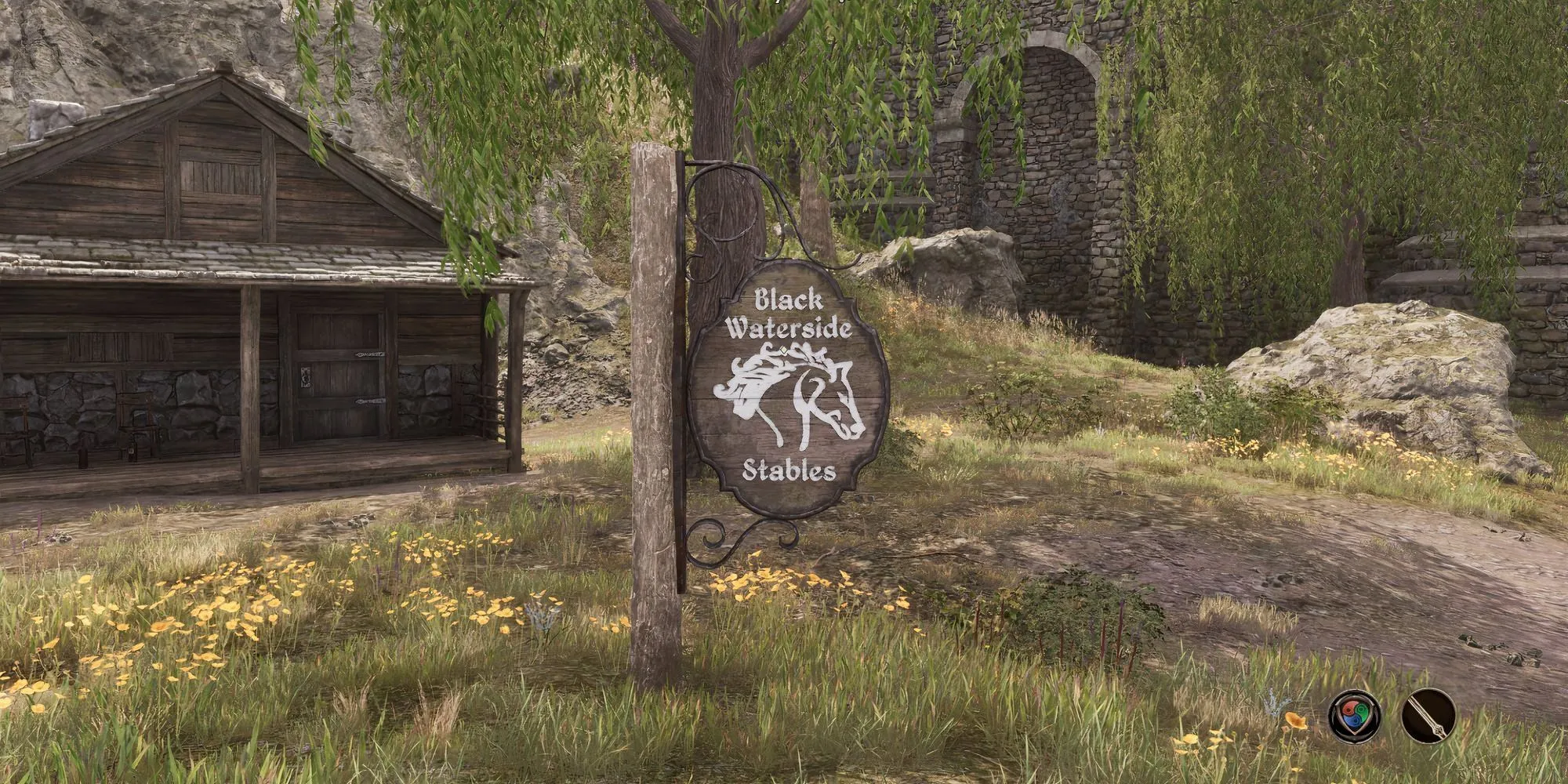Chuồng ngựa Waterside Stables, thể hiện các lựa chọn ngựa để mua trong Oblivion Remastered