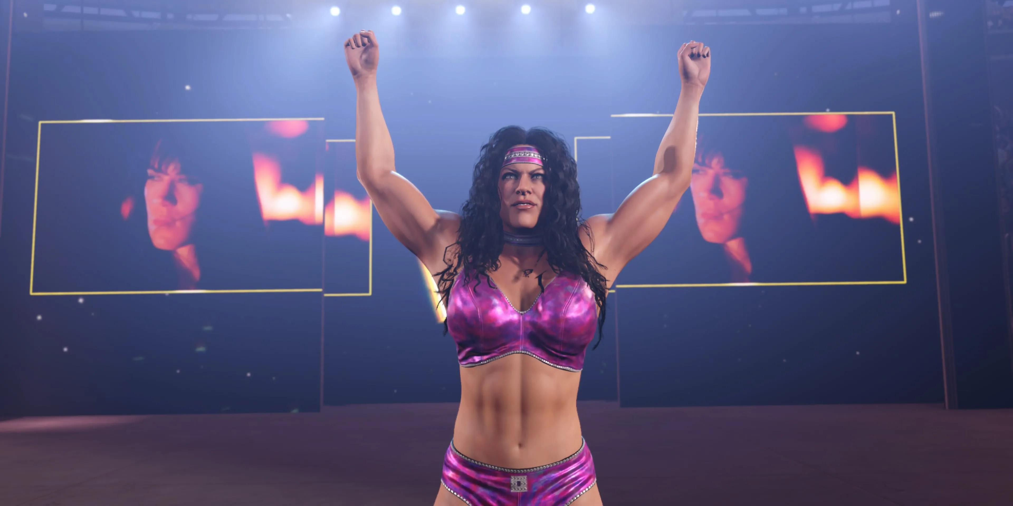 Chyna tạo dáng trong game WWE 2K25 với chỉ số 88