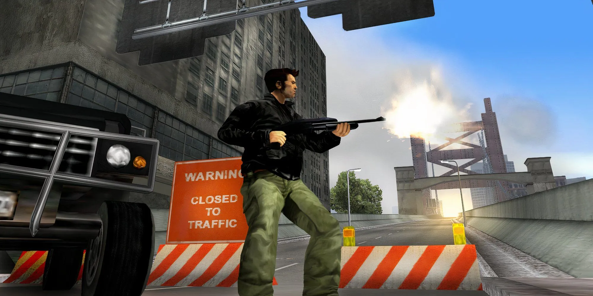Claude từ GTA 3 đang ngắm bắn bằng súng trường ngoài trời