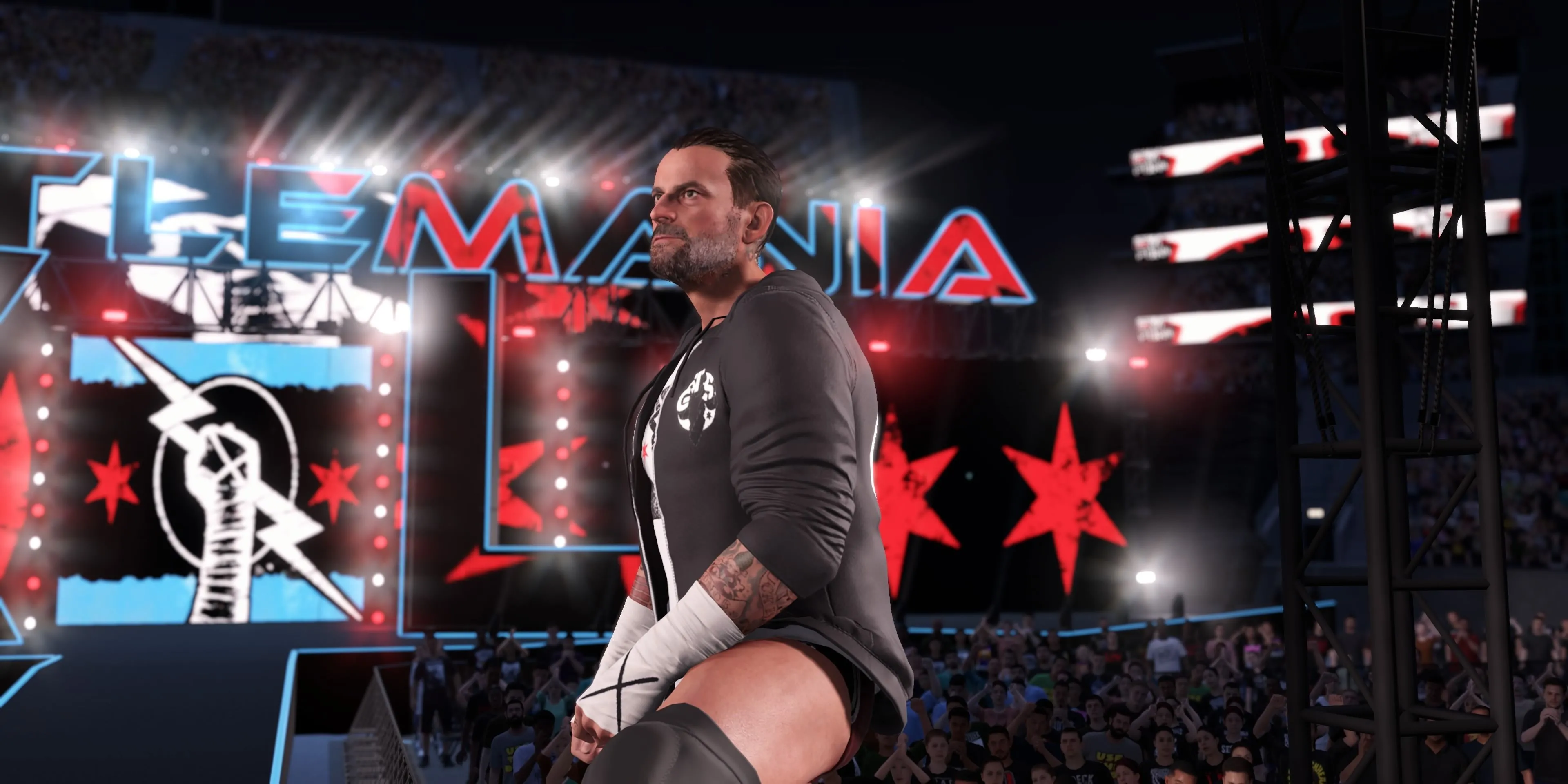 CM Punk trong WWE 2K25 với phong thái tự tin