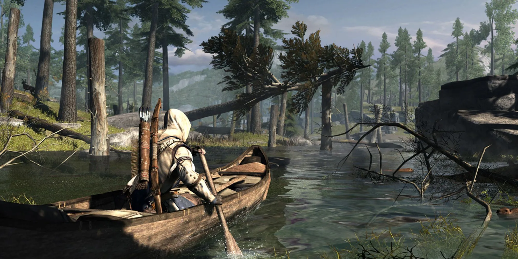 Connor chèo thuyền trong Assassin's Creed 3