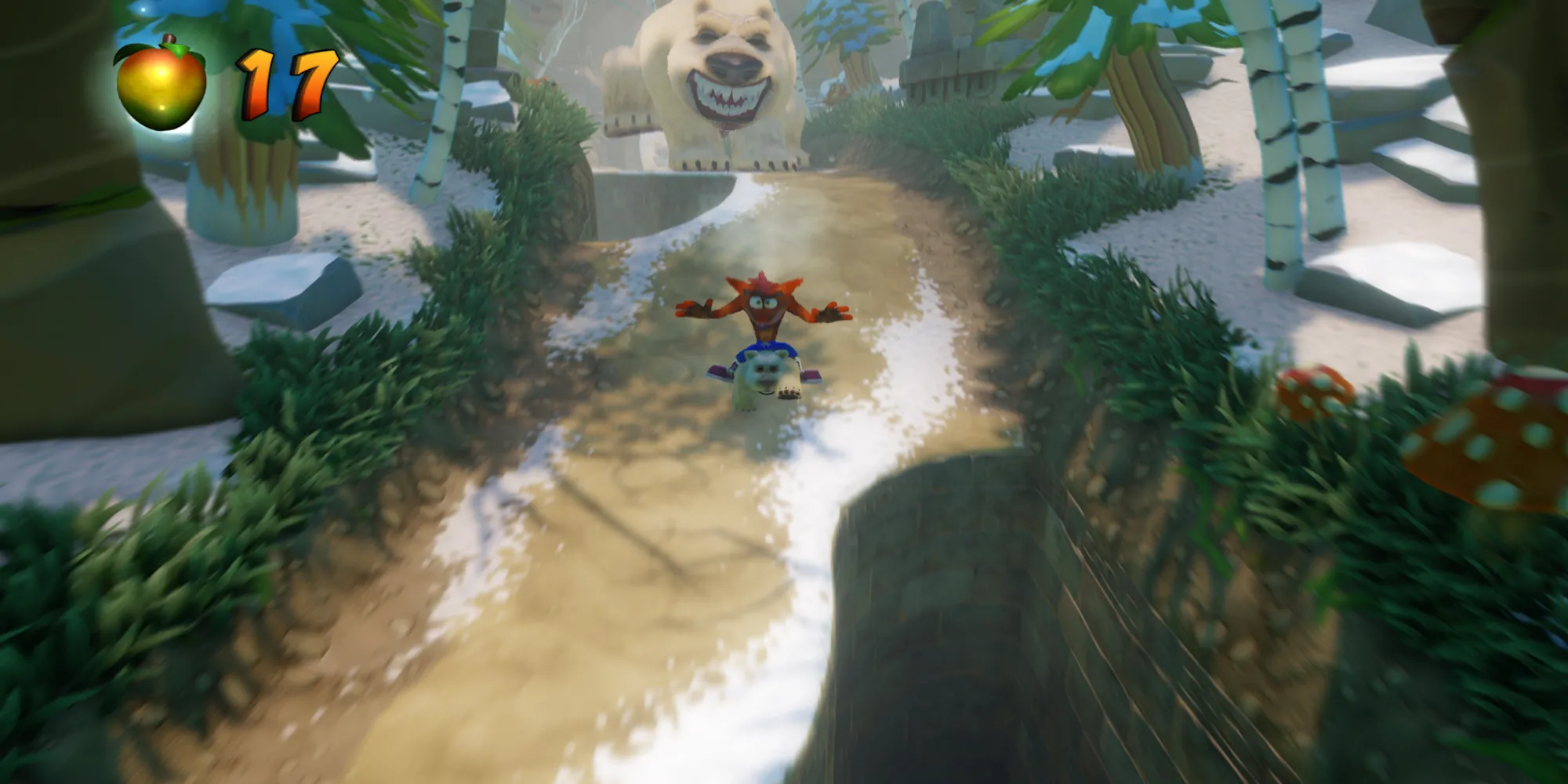 Crash Bandicoot bị rượt đuổi bởi gấu khổng lồ trong màn Unbearable của Crash 2