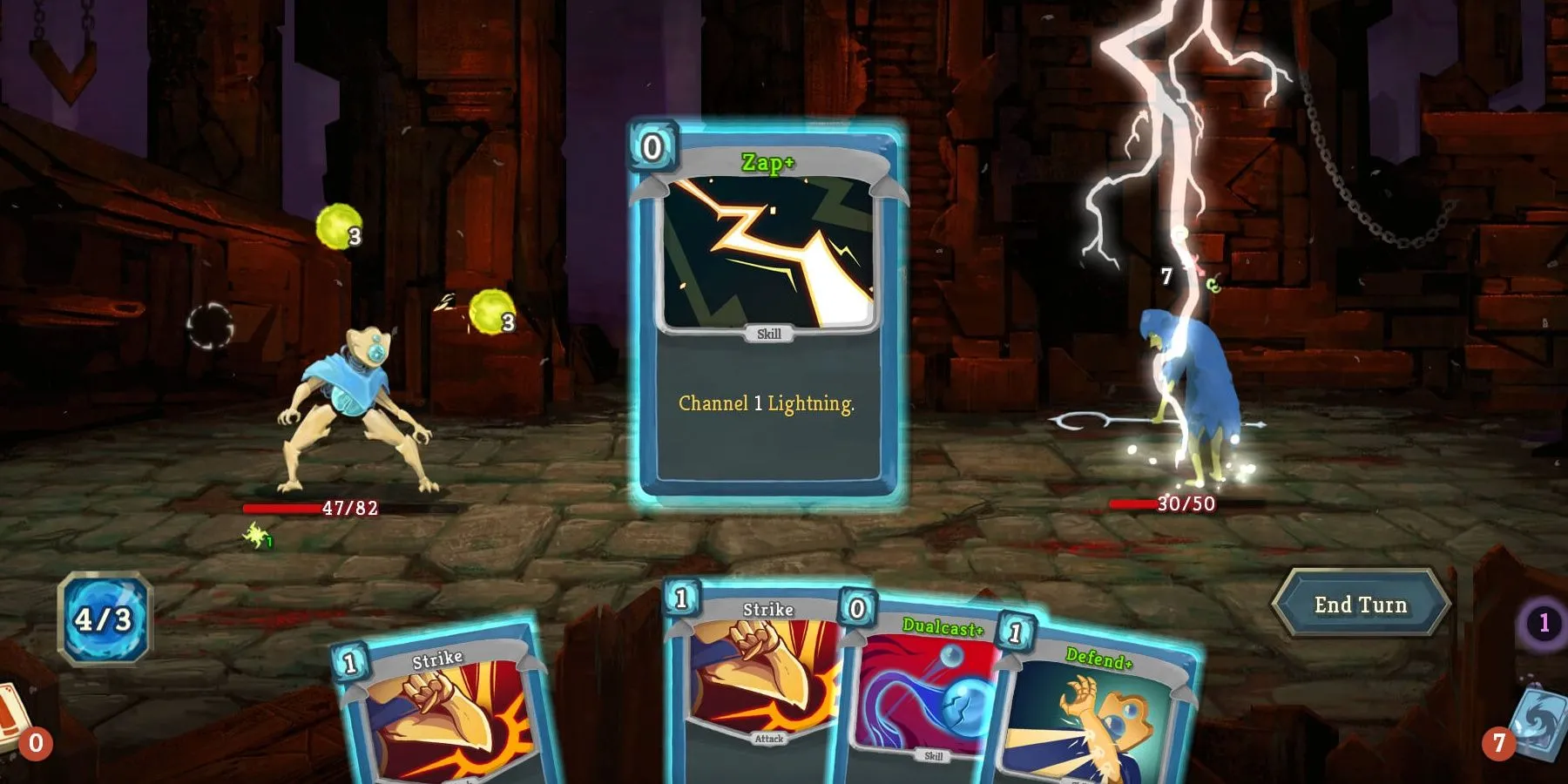Đang sử dụng lá bài Zap trong Slay the Spire